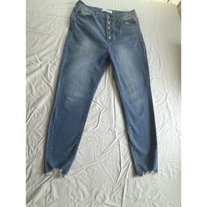KanCan Womens Jeans Size 11/29 Blue Denim Skinny Stretch‎ Distressed Button Fly